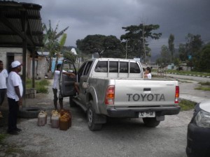 Filling up with Diesel while the storm clouds roll in