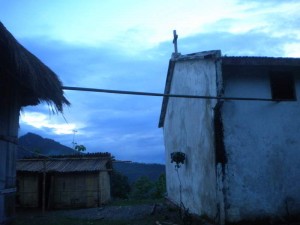 bamboo conduit to guest house and kitchen